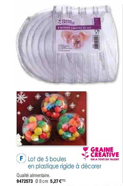 lot de 5 boules en plastique rigide à décorer graine créative