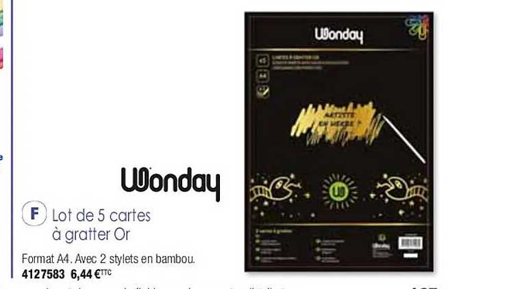 lot de 5 cartes à gratter or wonday