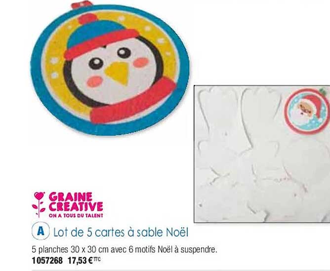 lot de 5 cartes à sable noël graine créative