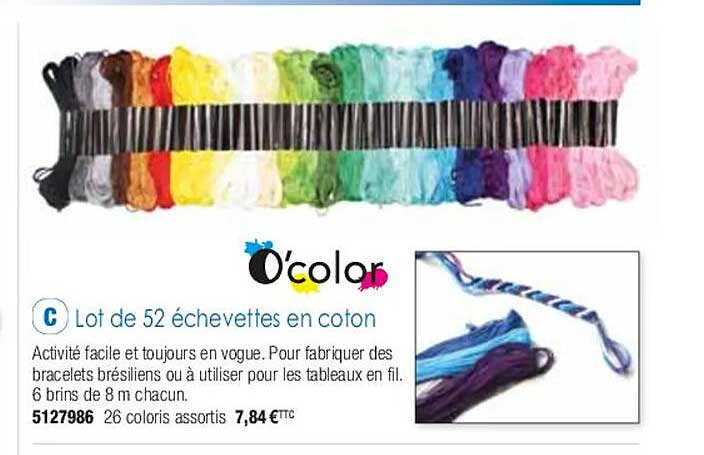 lot de 52 échevettes en coton o'color
