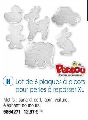 lot de 6 plaques à picots pour perles à repasser xl perlou