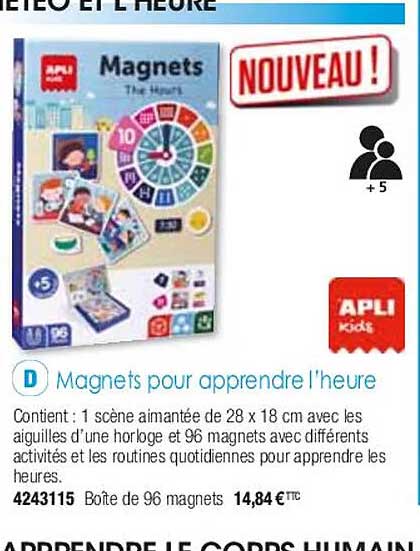 magnets pour apprendre l'heure apli kids