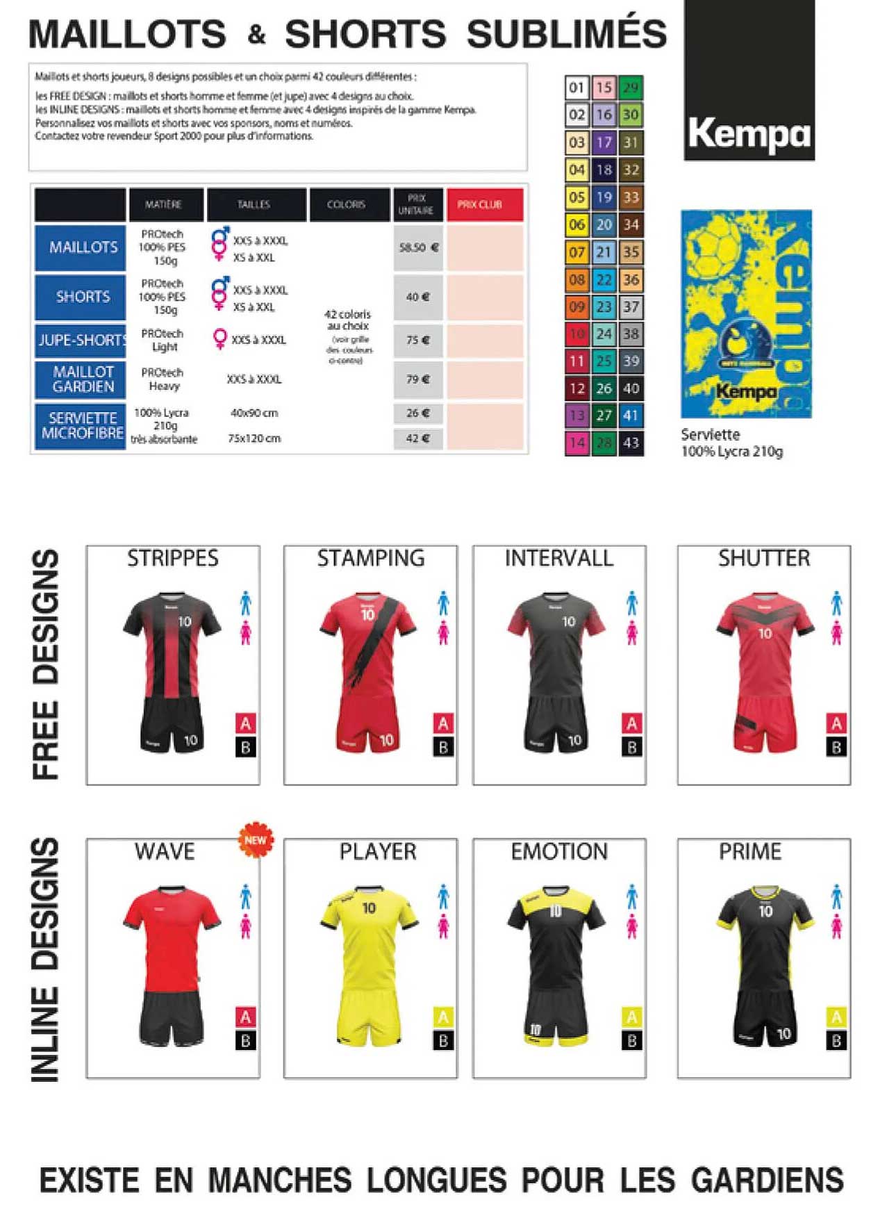 maillots & shorts sublimés kempa