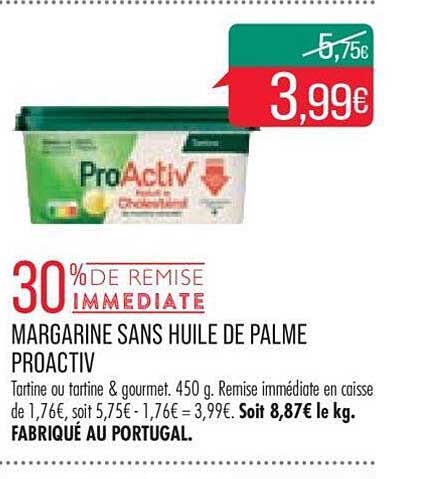 margarine sans huile de palme proactiv