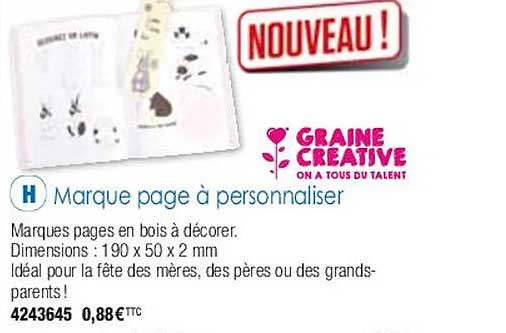 marque page à personnaliser graine créative