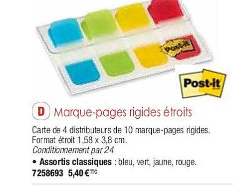 marque-pages rigides étroits post-it