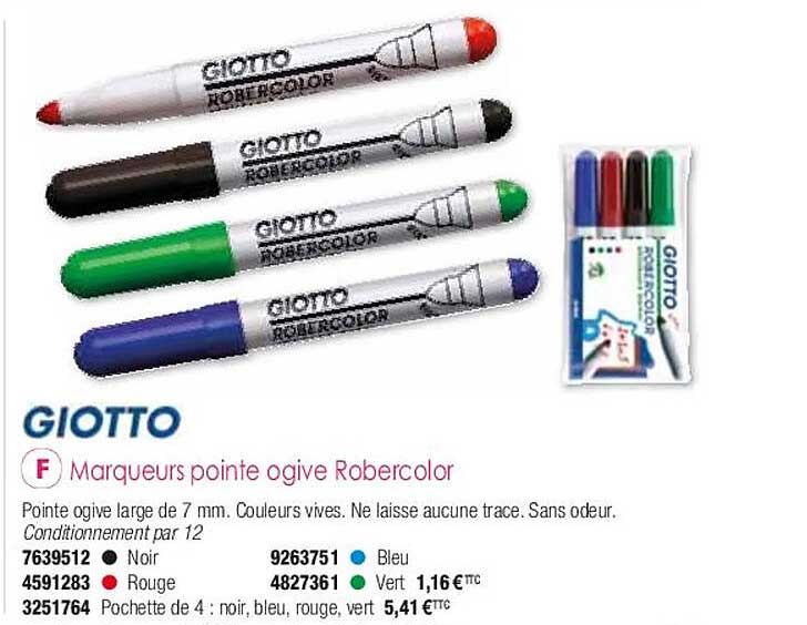 marqueurs pointe ogive robercolor giotto