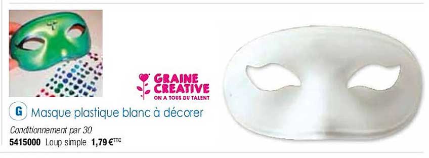 masque plastique blanc à décorer graine créative
