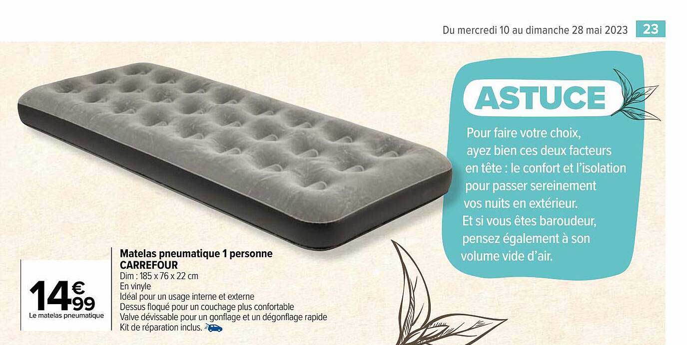 matelas pneumatique 1 personne carrefour