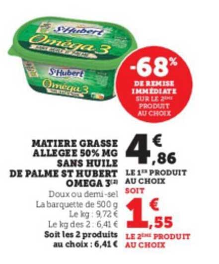 matière grasse allegée 50% mg sans huile de palme st hubert omega 3