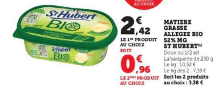 matière grasse allégée bio 52% mg st hubert