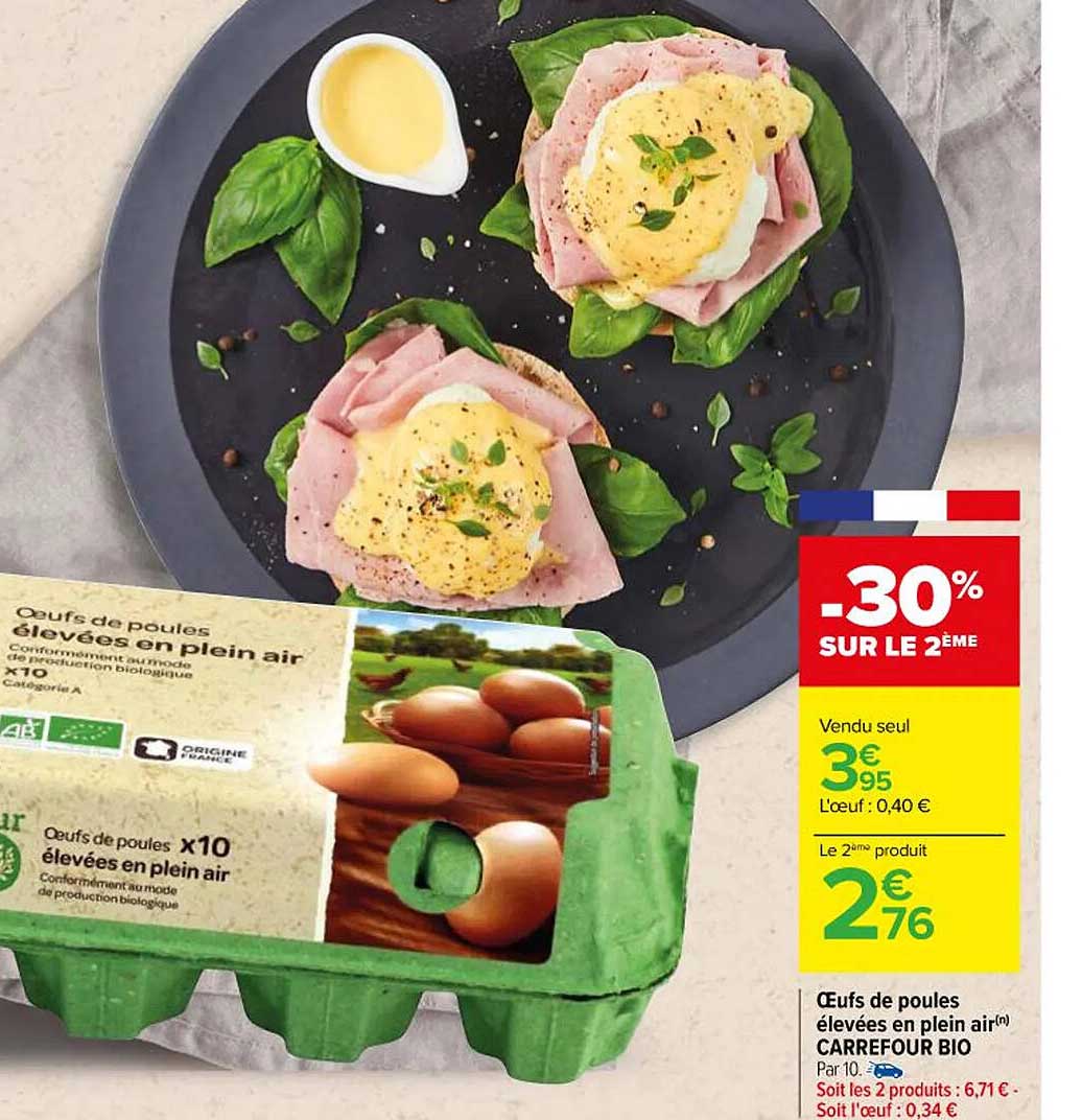 oeufs de poules élevées en plein air carrefour bio
