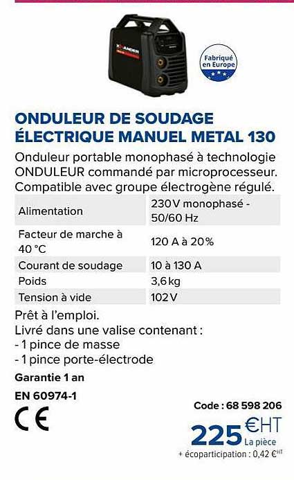 onduleur de soudage électrique manuel metal 130