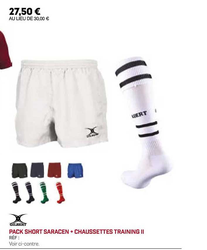 pack short saracen + chaussettes training II gilbert