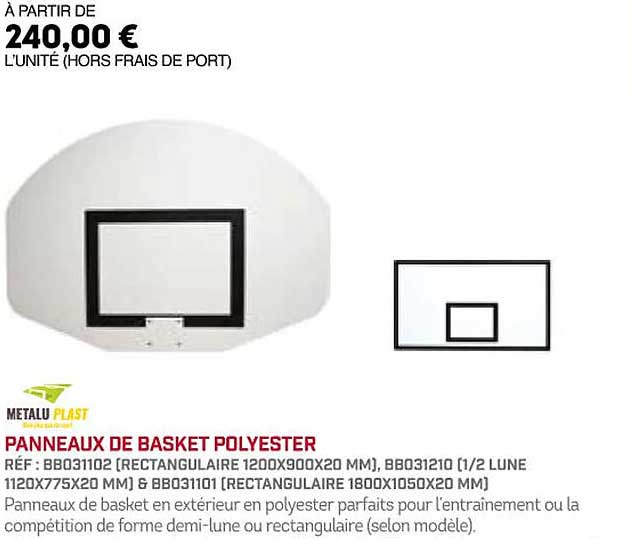 panneaux de basket polyester metalu plast