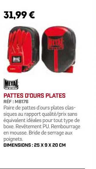 pattes d'ours plates metal boxe