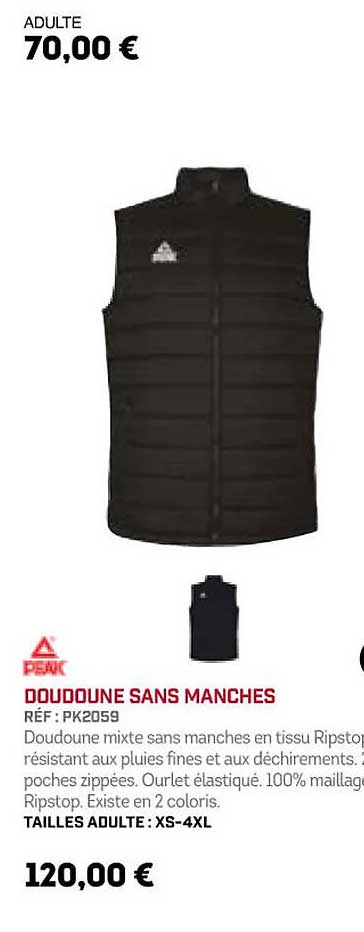 peak doudoune sans manches