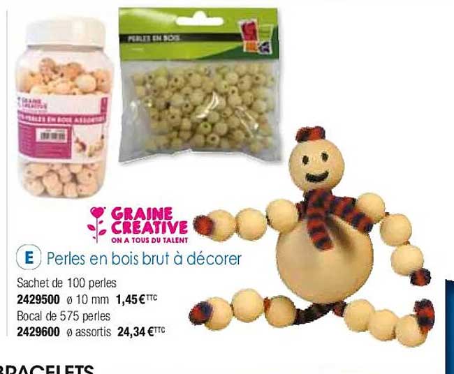 perles en bois brut à décorer graine créative
