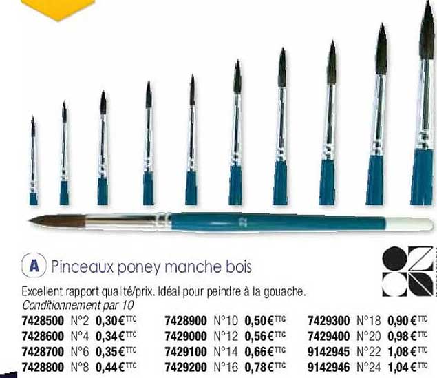 pinceaux poney manche bois