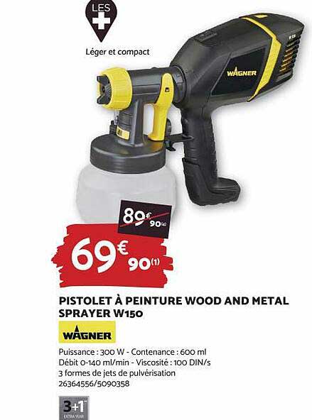 pistolet à peinture wood and metal sprayer w150 wagner