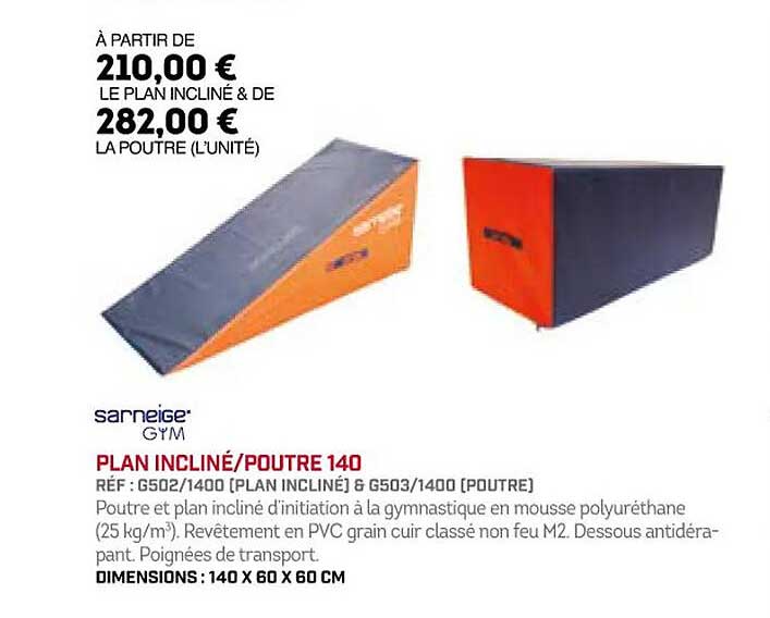 plan incliné - poutre 140 sarneige gym