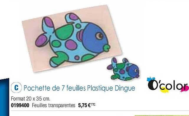pochette de 7 feuilles plastique dingue o'color