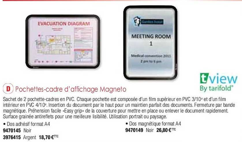 pochettes-cadre d'affichage magneto