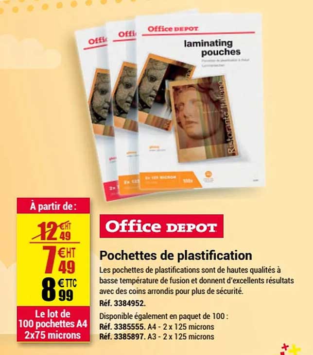 Pochettes De Plastification Office Dépôt