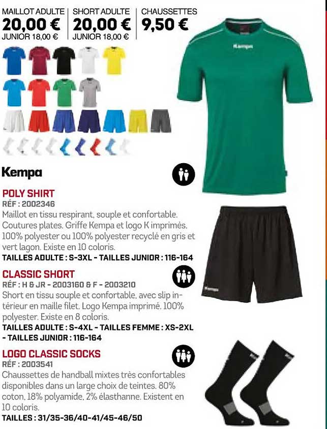 poly shirt, classic short, logo classic socks kempa