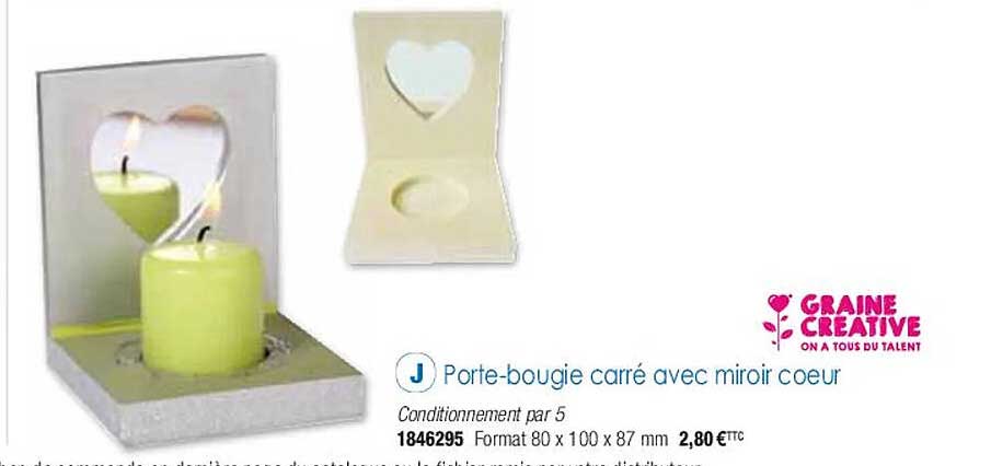 porte-bougie carré avec miroir cœur graine créative