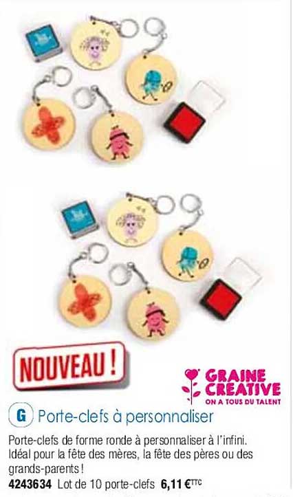 porte-clefs à personnaliser graine créative
