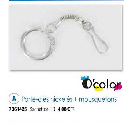 porte-clés nickelés + mousquetons o'color