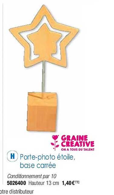 porte-photo étoile, base carrée graine créative