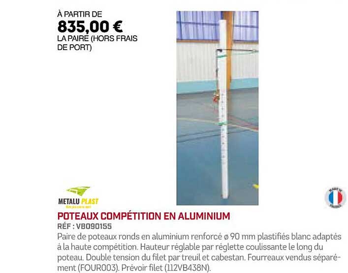 poteaux compétition en aluminium metalu plast