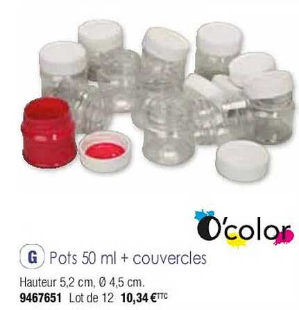 pots 50ml + couvercles o'color