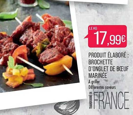 produit élaboré : brochette d'onglet de bœuf marinée