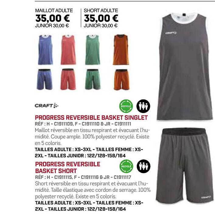 progress reversible basket singlet, progress reversible basket short craft