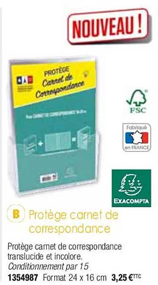 protège carnet de correspondance exacompta