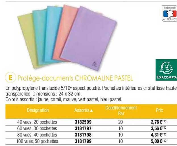protège-documents chromaline pastel exacompta