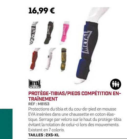 protège-tibias-pieds compétition entraînement metal boxe