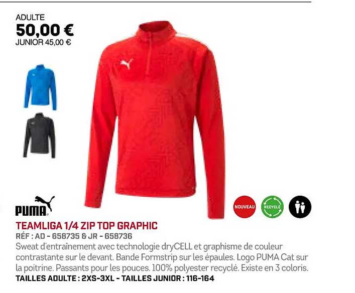 Puma Teamliga ¼ Zip Top Graphic