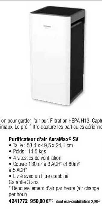 purificateur d'air aeraMax sv