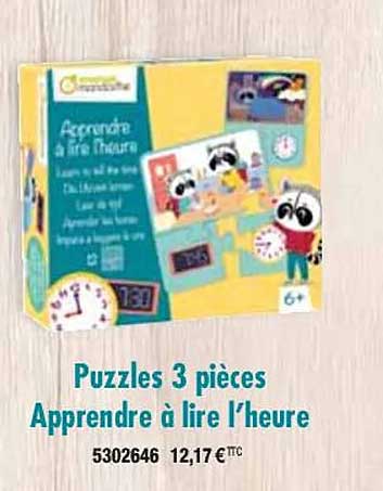 Puzzles 3 Pièces Apprendre à Lire L'heure