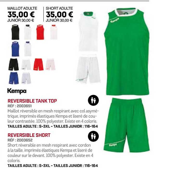 réversible tank top, réversible short kempa