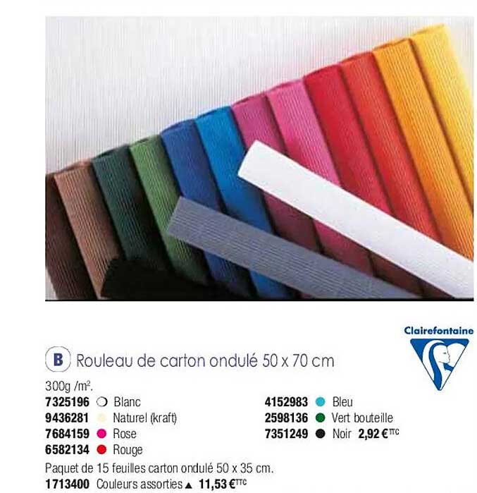 rouleau de carton ondulé 50 x 70 cm clairefontaine