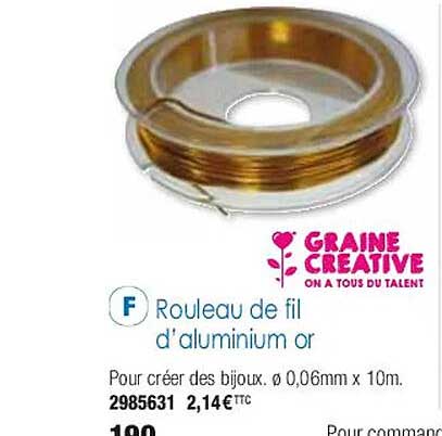 rouleau de fil d'aluminium or graine créative
