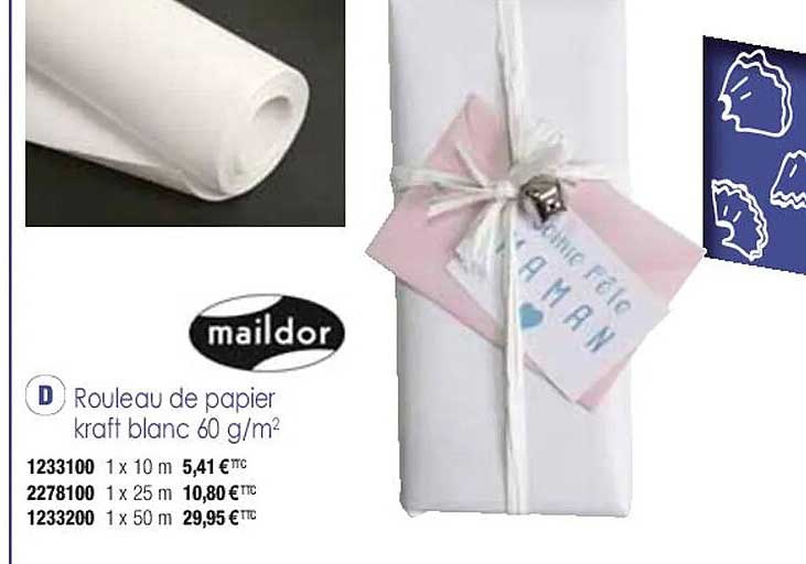 rouleau de papier kraft blanc 60 g-m² maildor