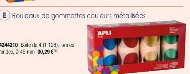 rouleaux de gommettes couleurs métallisées apli