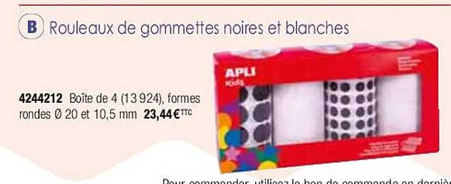 rouleaux de gommettes noires et blanches apli