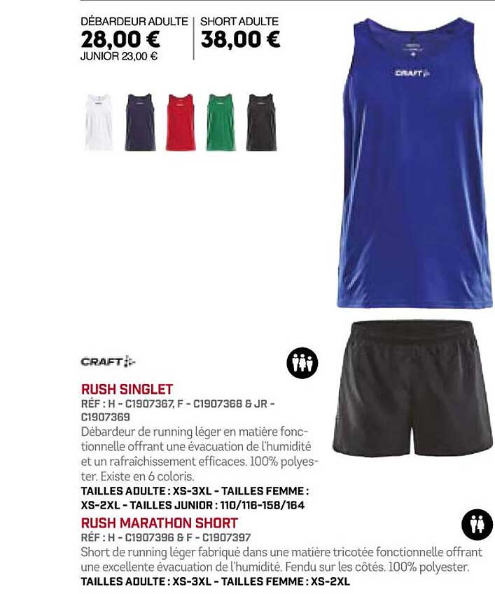 Rush Singlet, Rush Marathon Short